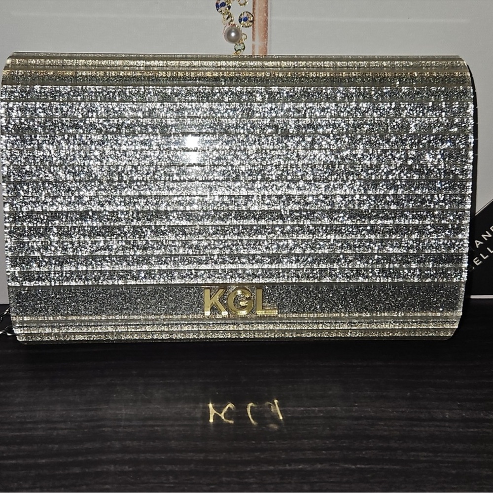 KURT GEIGER LONDON Crystals Acrylic /leather clutch/Crossbody - Picture 3 of 8